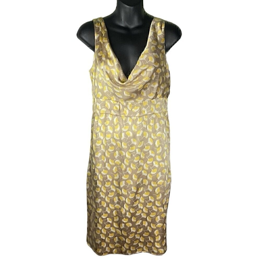 Diane Von Furstenberg Silk Sleeveless Floral Midi Dress Women’s Taupe Yellow